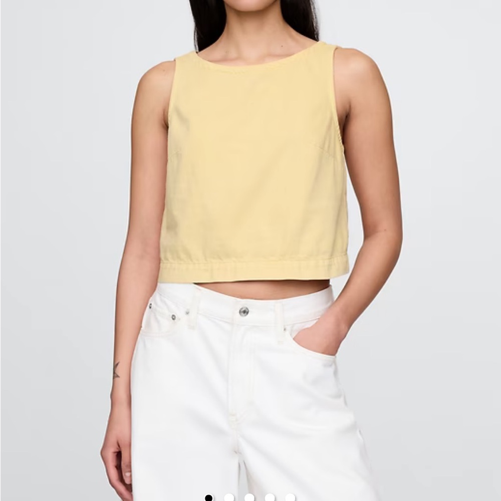 Yellow Sleeveless Crop Top and Matching Wide Leg Jeans
